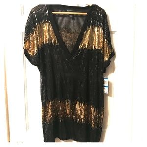 NWT Black & Gold Sequin Blouse
